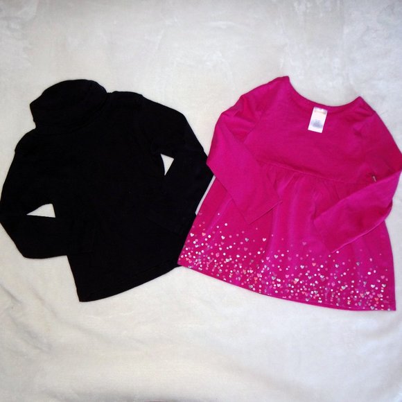 Bundle of 2 Girls Long Sleeve tops Pink & Black Size 2T Gymboree & Carters - Picture 1 of 8